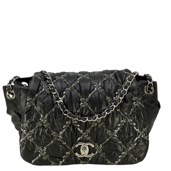 CHANEL Nylon Quilted Tweed Stitch Bubble Flap Bag - Picture 1 of 8